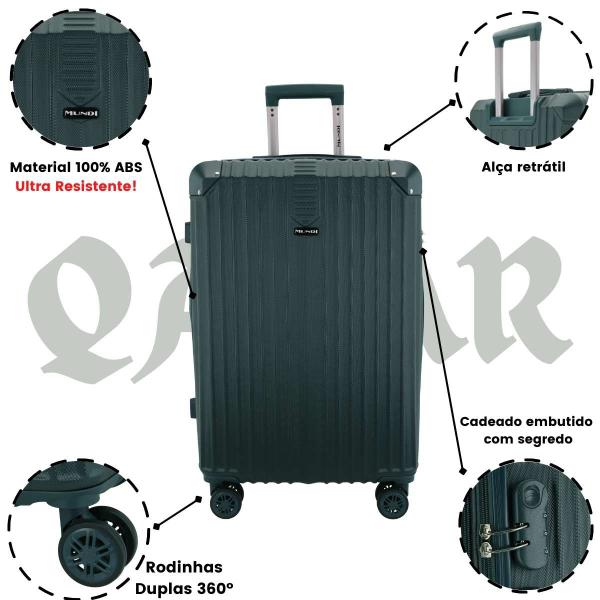 Imagem de Conjunto 2 Peças Mala Viagem P 10kg + M 23kg 360º Abs Mundi Qatar MD2341