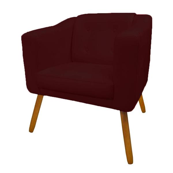 Imagem de Conjunto 2 Poltronas Cadeira Decorativa Capitonê Quarto Lavinia Suede Vermelho Bordô - DL Decor