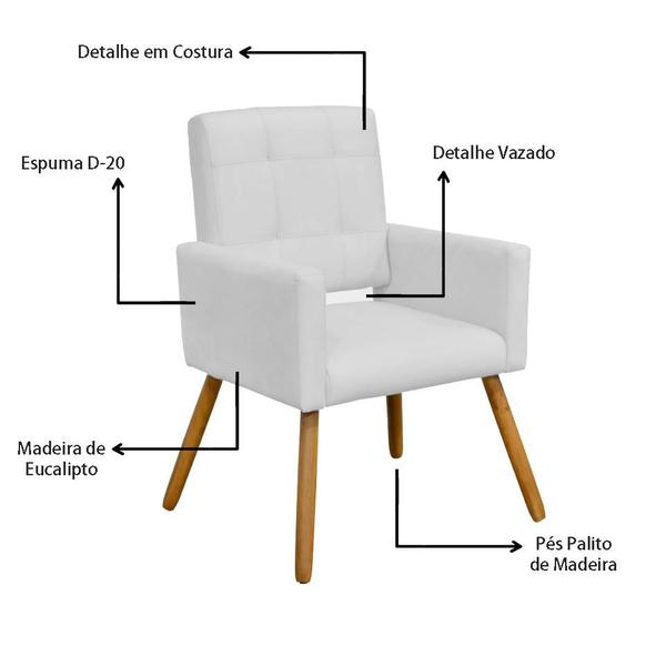 Imagem de Conjunto 2 Poltronas Cadeira Estofada Decorativa Camila Corano Branco - INCASA DECOR