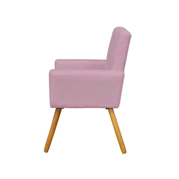 Imagem de Conjunto 2 Poltronas Cadeira Estofada Decorativa Camila Corano Rosa Bebe - INCASA DECOR