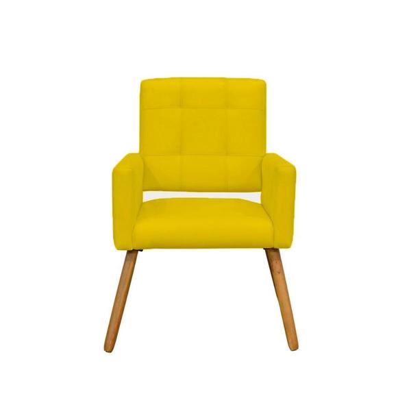 Imagem de Conjunto 2 Poltronas Cadeira Estofada Decorativa Camila Suede Amarelo - INCASA DECOR