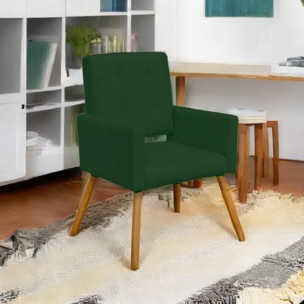 Imagem de Conjunto 2 Poltronas Cadeira Estofada Decorativa Camila Suede Verde - INCASA DECOR