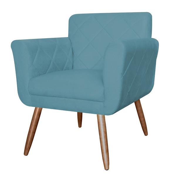 Imagem de Conjunto 2 Poltronas Cadeiras Isabella Sala de Estar Suede Azul Turquesa - INCASA DECOR