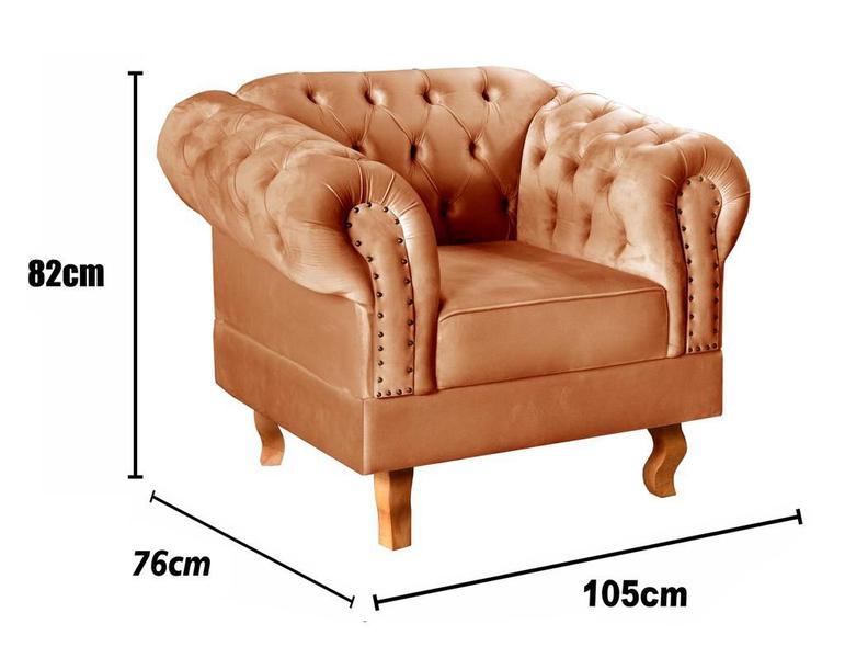 Imagem de Conjunto 2 Poltronas Decorativa Dom Pedro Chesterfield Botonê