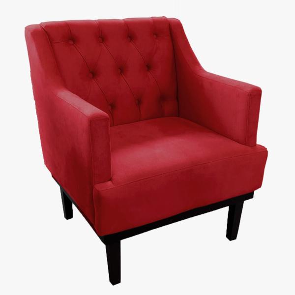 Imagem de Conjunto 2 Poltronas Decorativa Em Capitonê Para Consultório Aurora Suede Vermelho DL Decor