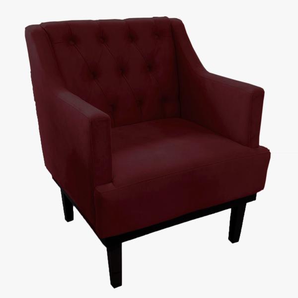 Imagem de Conjunto 2 Poltronas Decorativa Em Capitonê Para Consultório Classica Suede Vermelho Bordo LM DECOR