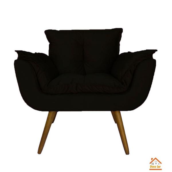 Imagem de Conjunto 2 Poltronas Decorativa Estofada Para Salão de Beleza Opala Suede Preto - DL Decor