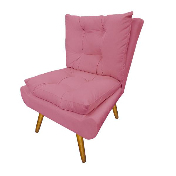 Imagem de Conjunto 2 Poltronas Decorativa Estofada Quarto Closet Karen Suede Rosa Barbie - LM DECOR