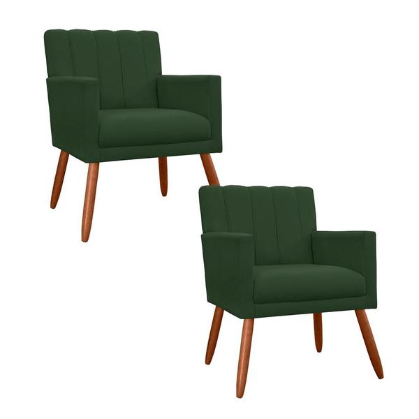 Imagem de Conjunto 2 Poltronas Decorativa Para Quarto Closet Clínica Cecília Suede Verde - INCASA DECOR