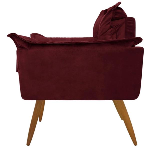 Imagem de Conjunto 2 Poltronas Decorativas Opala e 1 Puff Redondo Pés Palito Suede Marsala ANF Store