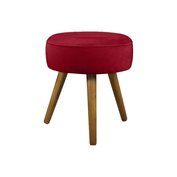 Imagem de Conjunto 2 Poltronas Decorativas Opala e 1 Puff Redondo Pés Palito Suede Vermelho VickyDecor