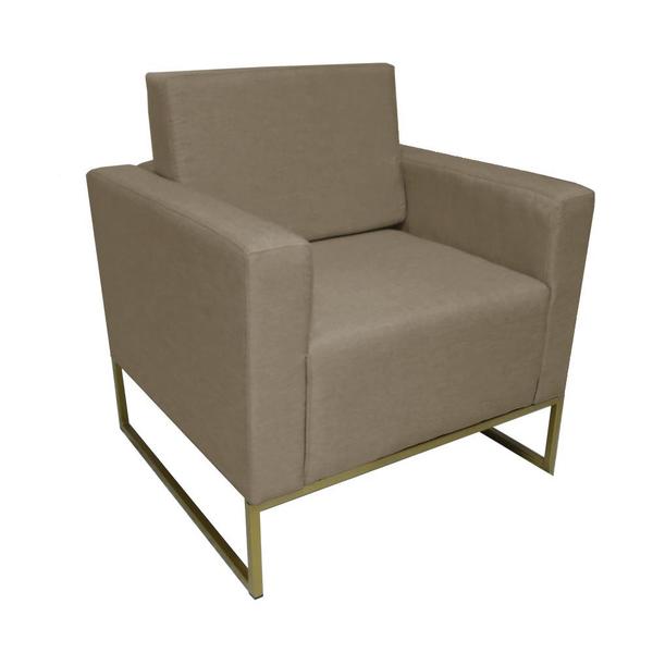 Imagem de Conjunto 2 Poltronas Estofada Com Base de Ferro Para Clínica Grazi Suede Cappuccino - DL DECOR