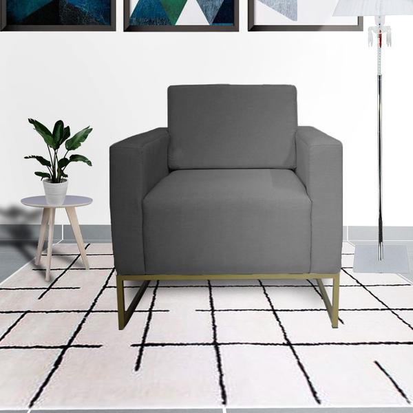 Imagem de Conjunto 2 Poltronas Estofada Com Base de Ferro Para Clínica Grazi Suede Cinza - DL DECOR