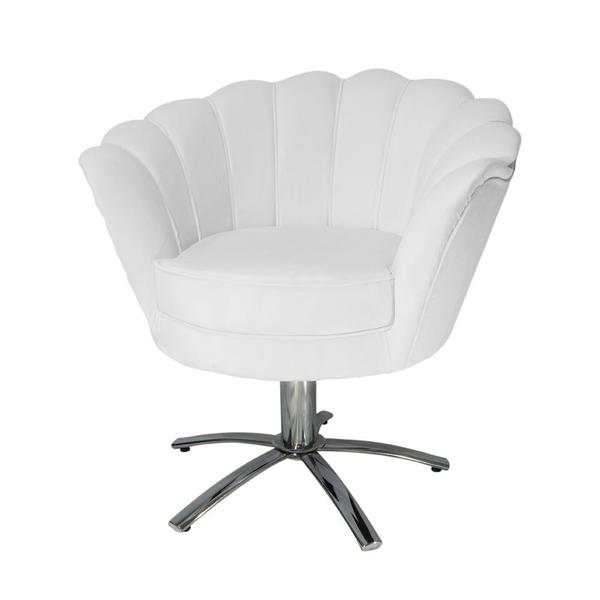 Imagem de Conjunto 2 Poltronas Estofada Com Base Giratória de Metal Pétala Suede Branco - DL Decor