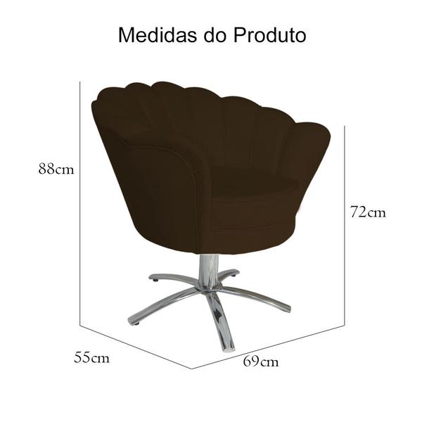 Imagem de Conjunto 2 Poltronas Estofada Com Base Giratória de Metal Pétala Suede Marrom - LM DECOR