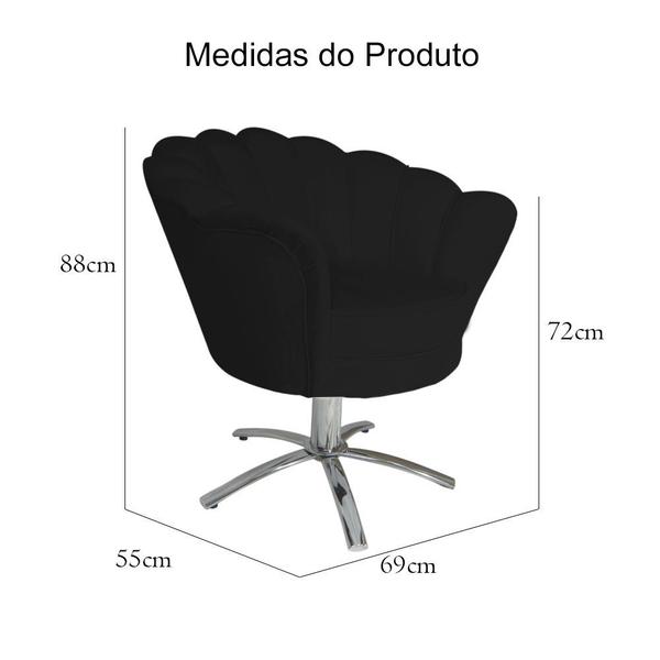 Imagem de Conjunto 2 Poltronas Estofada Com Base Giratória de Metal Pétala Suede Preto - DL Decor