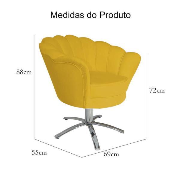 Imagem de Conjunto 2 Poltronas Estofada Com Base Giratória de Metal Pétala Veludo Mostarda - DL Decor