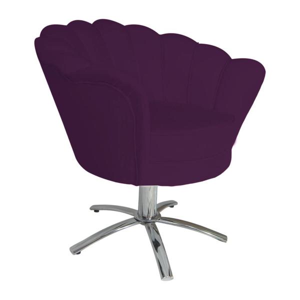 Imagem de Conjunto 2 Poltronas Estofada Com Base Giratória de Metal Pétala Veludo Roxo - DL Decor