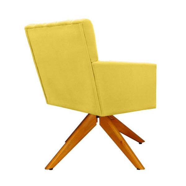 Imagem de Conjunto 2 Poltronas Estofadas Base Giratória De Madeira Cecília Suede Amarelo - INCASA DECOR