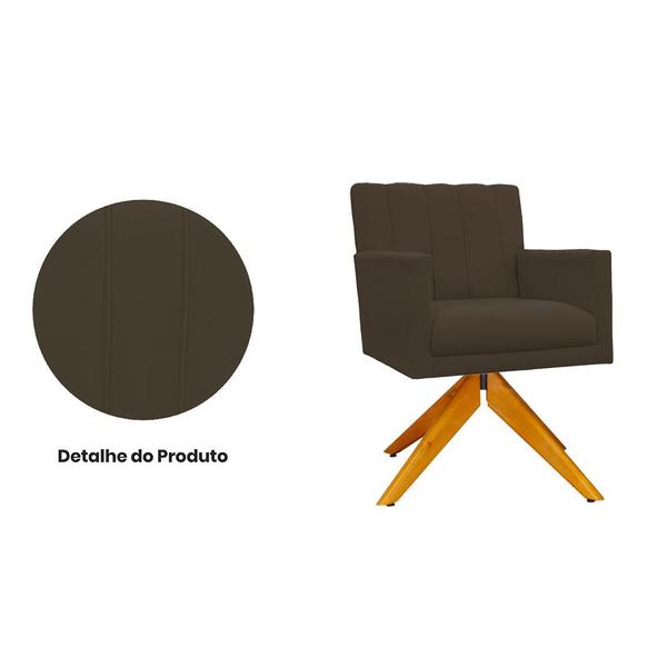 Imagem de Conjunto 2 Poltronas Estofadas Base Giratória De Madeira Cecília Suede Marrom - INCASA DECOR