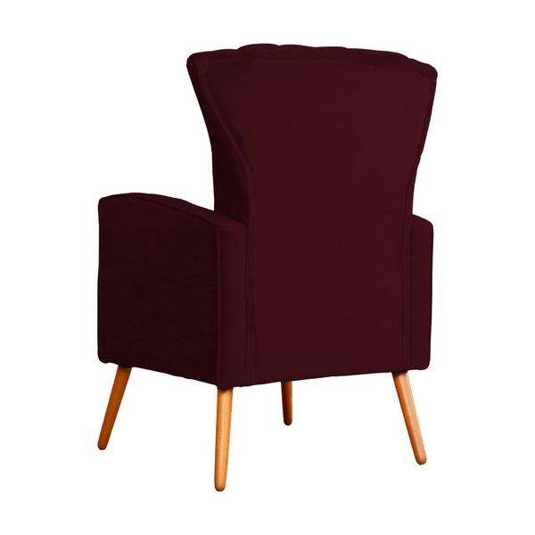 Imagem de Conjunto 2 Poltronas Estofadas Melinda Com Pés Palito Suede Vermelho Bordo - DL DECOR