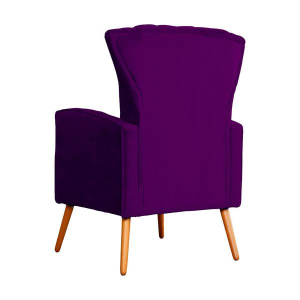 Imagem de Conjunto 2 Poltronas Estofadas Melinda Com Pés Palito Veludo Roxo - DL DECOR