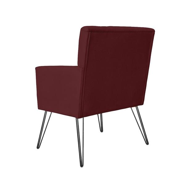 Imagem de Conjunto 2 Poltronas Estofadas Para Clínica Pés de Ferro Luiza Suede Vermelho Bordo - DL Decor