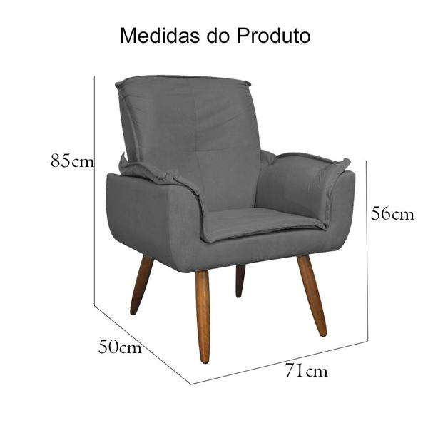 Imagem de Conjunto 2 Poltronas Estofadas Para Consultório Emília Plus Suede Cinza - LM DECOR