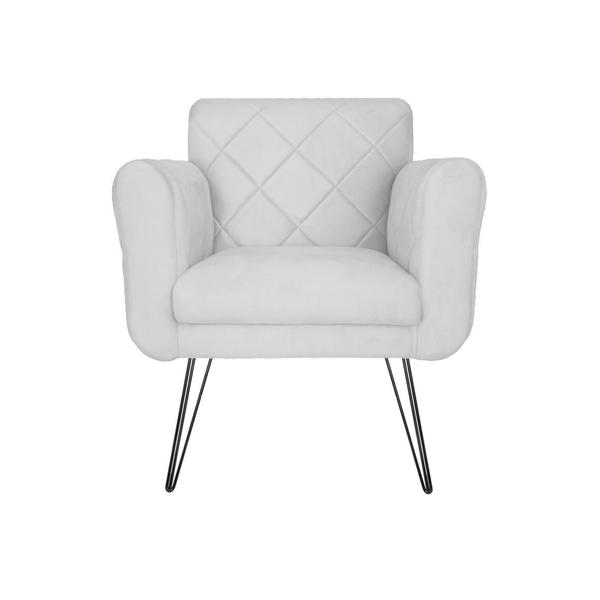 Imagem de Conjunto 2 Poltronas Estofadas Para Consultório Pés de Ferro Isabella Suede Branco - LM DECOR