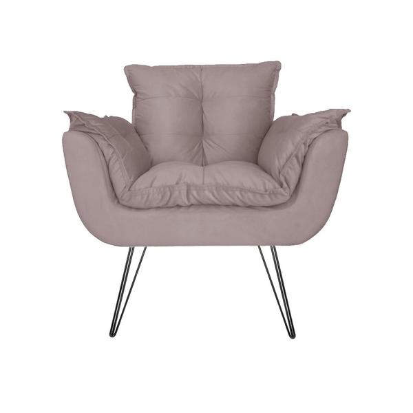 Imagem de Conjunto 2 Poltronas Estofadas Para Escritório Pés de Ferro Opala Suede Rose - LM DECOR