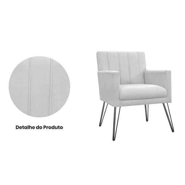 Imagem de Conjunto 2 Poltronas Estofadas Para Recepção Pés de Ferro Cecília Corano Branco - INCASA DECOR