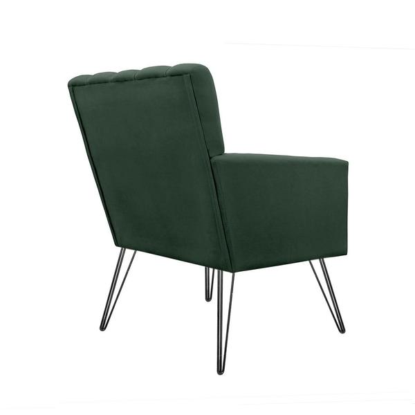 Imagem de Conjunto 2 Poltronas Estofadas Para Recepção Pés de Ferro Cecília Suede Verde - LM DECOR