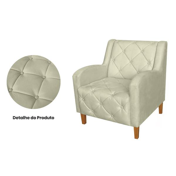 Imagem de Conjunto 2 Poltronas Estofadas Para Sala De Estar Munique Suede Bege  - LM DECOR