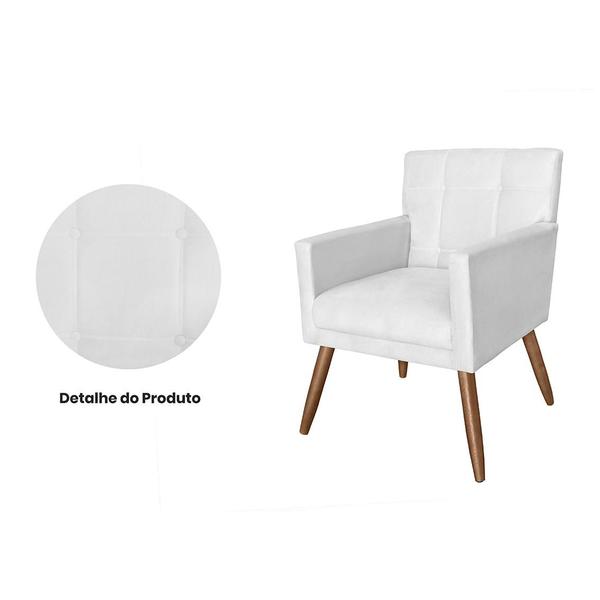 Imagem de Conjunto 2 Poltronas Estofadas Pés Palito Sala de Visitas Onix Corano Branco - LM DECOR