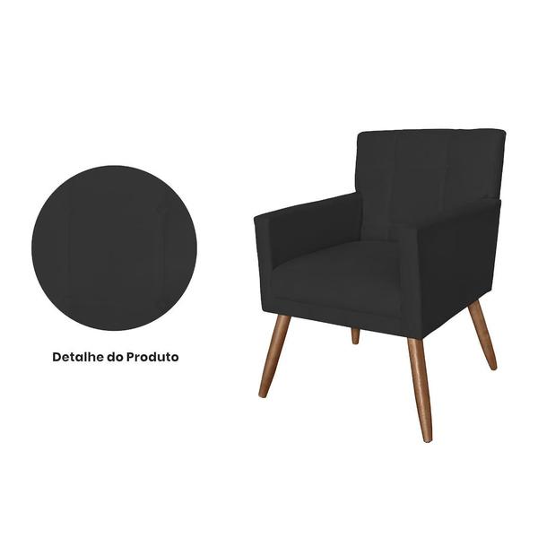 Imagem de Conjunto 2 Poltronas Estofadas Pés Palito Sala de Visitas Onix Corano Preto - LM DECOR