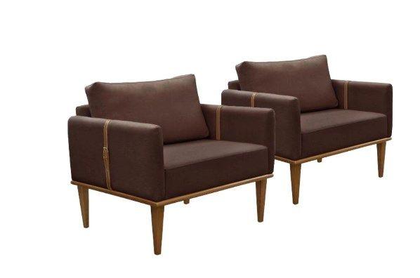 Imagem de Conjunto 2 Poltronas Milla Luxo Madeira Maciça Linha - material sintético