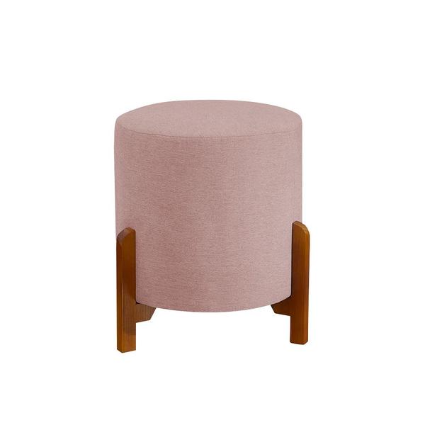 Imagem de Conjunto 2 Poltronas Mona Decorativa e 1 Puff Thor Estofado Base Madeira Maciça Veludo Rose