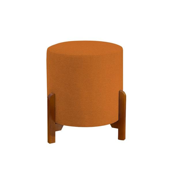 Imagem de Conjunto 2 Poltronas Mona Decorativa e 2 Puff Thor Estofado Base Madeira Maciça Veludo Terracota