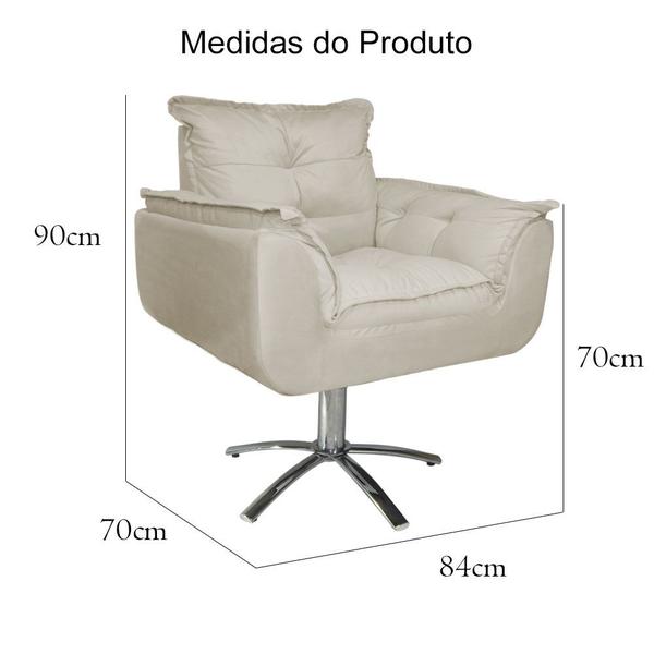 Imagem de Conjunto 2 Poltronas Para Recepção Com Base Giratória de Metal Opala Suede Bege - DL Decor