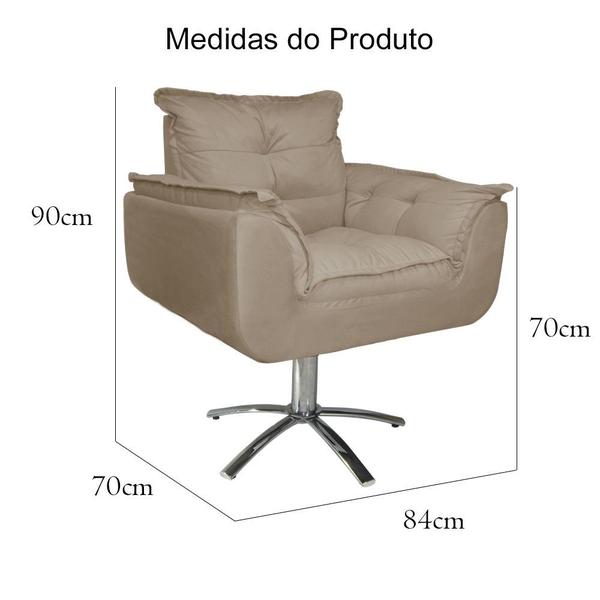 Imagem de Conjunto 2 Poltronas Para Recepção Com Base Giratória de Metal Opala Suede Cappuccino - DL Decor