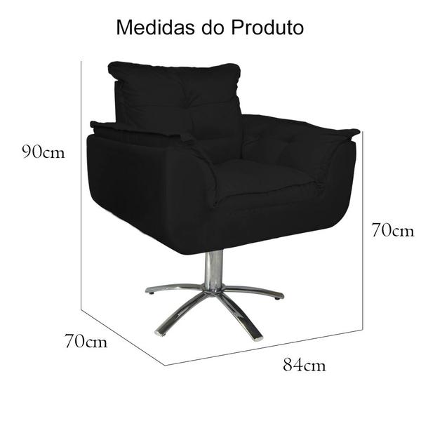 Imagem de Conjunto 2 Poltronas Para Recepção Com Base Giratória de Metal Opala Suede Preto - LM DECOR