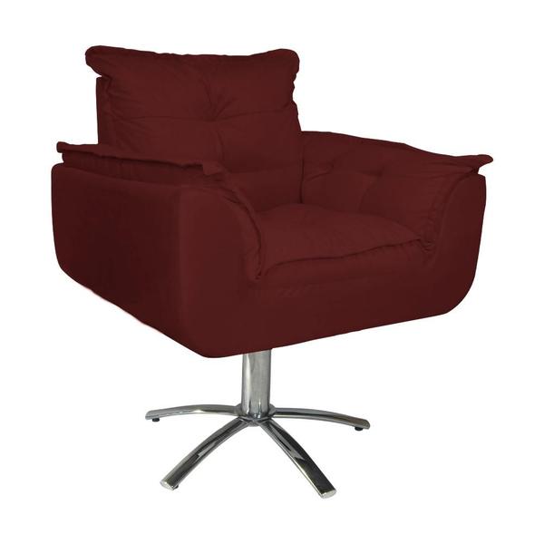 Imagem de Conjunto 2 Poltronas Para Recepção Com Base Giratória de Metal Opala Suede Vermelho Bordo - LM DECOR