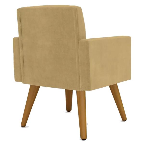 Imagem de Conjunto 2 Poltronas Para Sala Decorativa Nina e Puff Pés Palito Suede Cappuccino Arapol