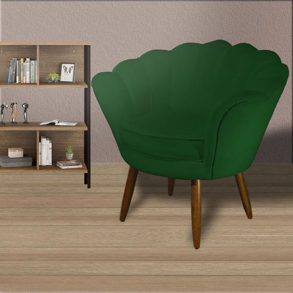 Imagem de Conjunto 2 Poltronas Pétala Decorativa Estofada Suede Verde - INCASA DECOR