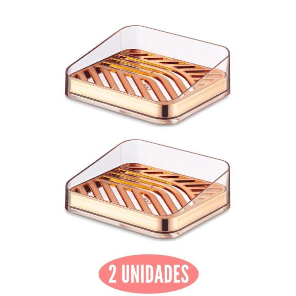 Conjunto 2 Porta Sabonete Slin Higienico c Ralo Rose UZ Imagem de Conjunto 2 Porta Sabonete Slin Higienico c Ralo Rose UZ