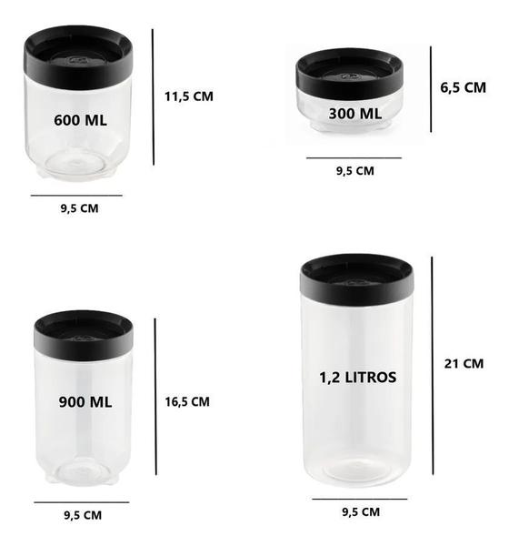 Imagem de Conjunto 2 Pote Organizador Conecta 600ML C/ Tampa Rosca UZ