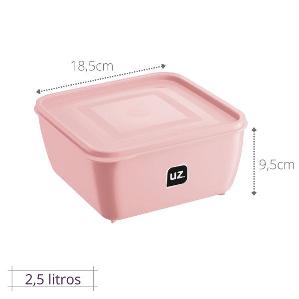 Imagem de Conjunto 2 Pote Rosa Quadrado C Tampa Premium UZ 2,5L