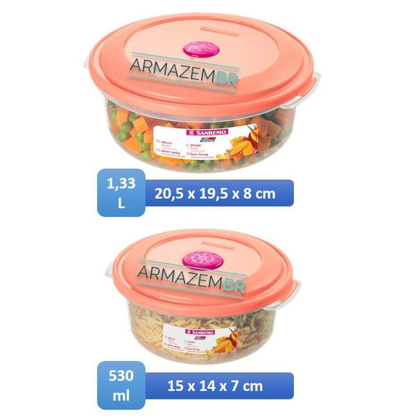 Imagem de Conjunto 2 Potes Plástico Alimentos Mantimentos Geladeira Cozinha - 550/22 Sanremo