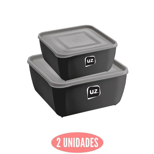 Imagem de Conjunto 2 Potes Plasticos Preto  1,5 e 2,5 Litros Gourmet