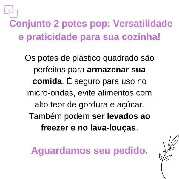 Imagem de Conjunto 2 potes pop 2 litros com tampa transparente plástico resistente Plasútil